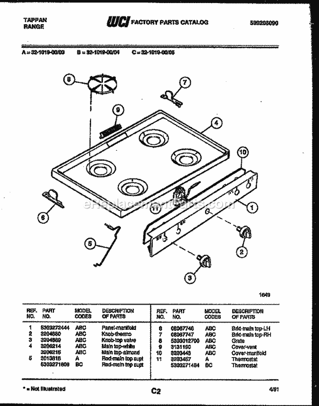 Frigidaire 32-1019-23-03 Tap(V2) / Gas Range Cooktop Parts Diagram