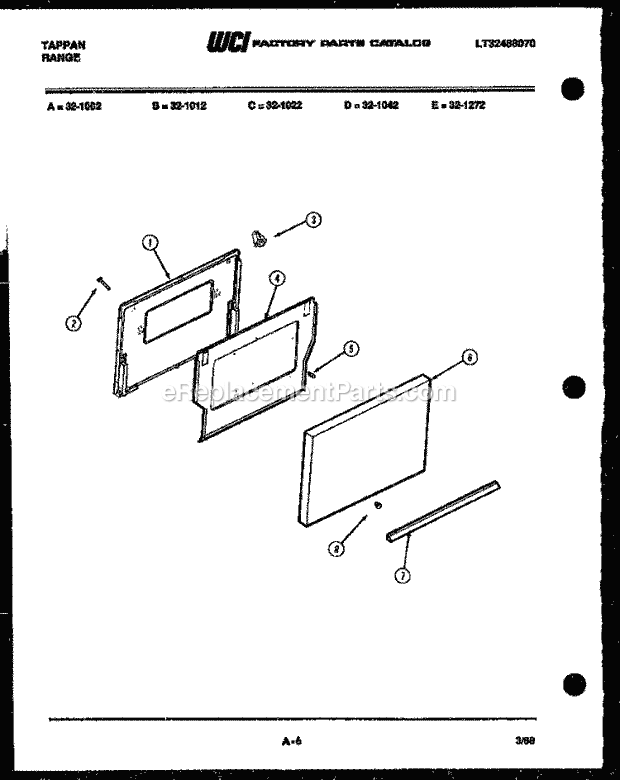 Frigidaire 32-1022-57-09 Freestanding, Gas Range Gas Door Parts Diagram