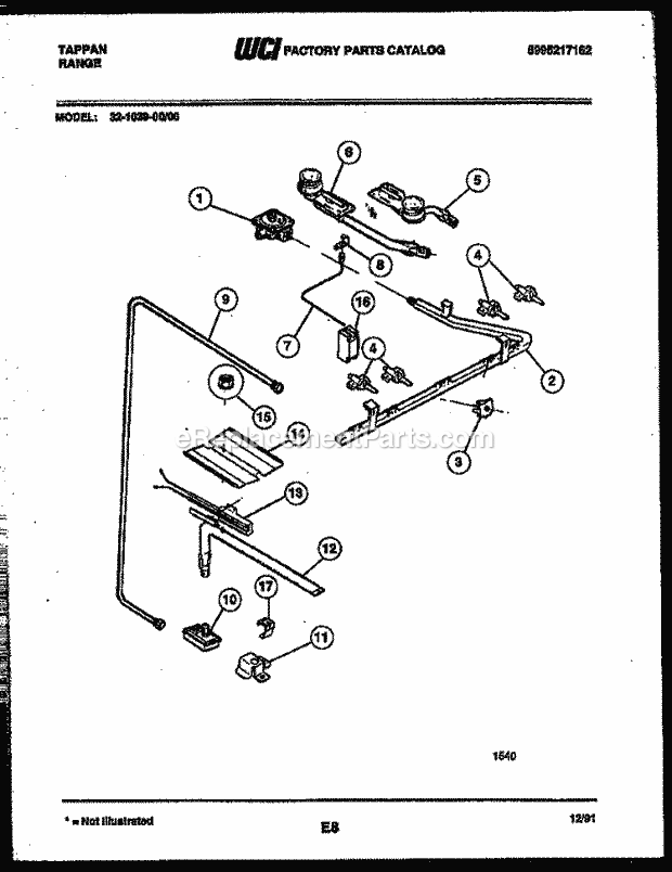 Frigidaire 32-1039-23-06 Tap(V2) / Gas Range Burner, Manifold and Gas Control Diagram