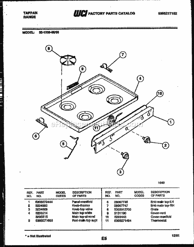 Frigidaire 32-1039-23-06 Tap(V2) / Gas Range Cooktop Parts Diagram