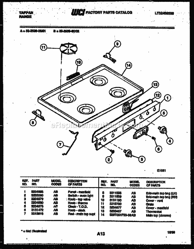 Frigidaire 32-2639-32-01 Tap(V2) / Gas Range Cooktop Parts Diagram