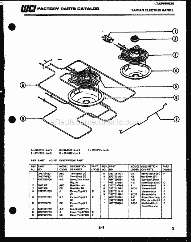 Frigidaire 37-1012-23-02 Tap(V6) Broiler Parts Diagram