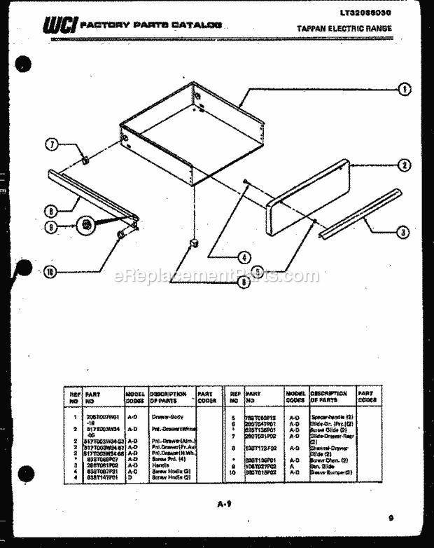 Frigidaire 37-1022-23-02 Tap(V6) Drawer Parts Diagram