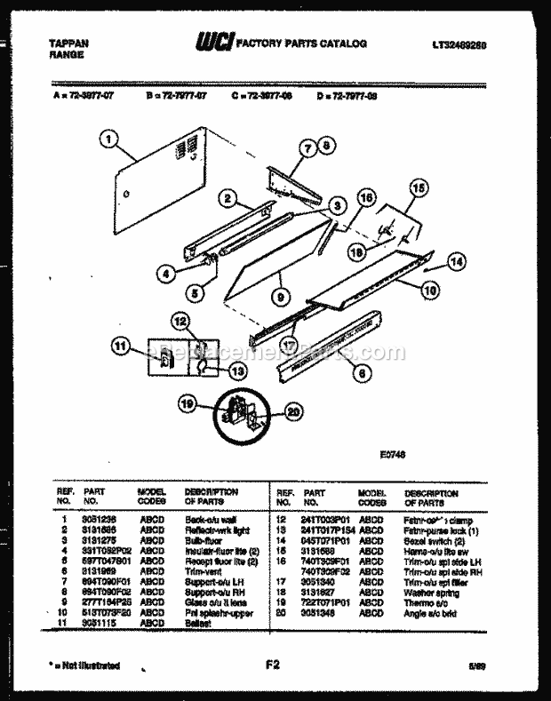 Frigidaire 72-3977-66-07 Tap(V3) / Gas Range Splasher Control Diagram