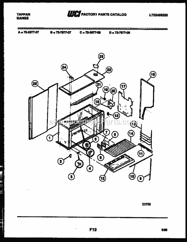 Frigidaire 72-3977-66-07 Tap(V3) / Gas Range Upper Body Parts Diagram