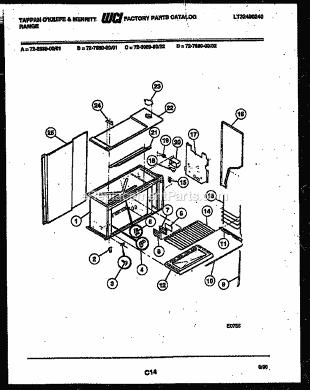 Frigidaire 72-3989-23-01 Tap(V2) / Gas Range Upper Body Parts Diagram