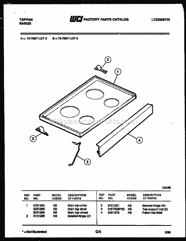 Frigidaire 73-7857-66-06 Tap(V6) / Electric Range Cooktop Parts Diagram