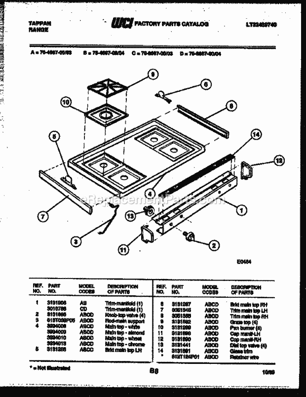 Frigidaire 76-4667-23-03 Tap(V2) / Gas Range Cooktop Parts Diagram
