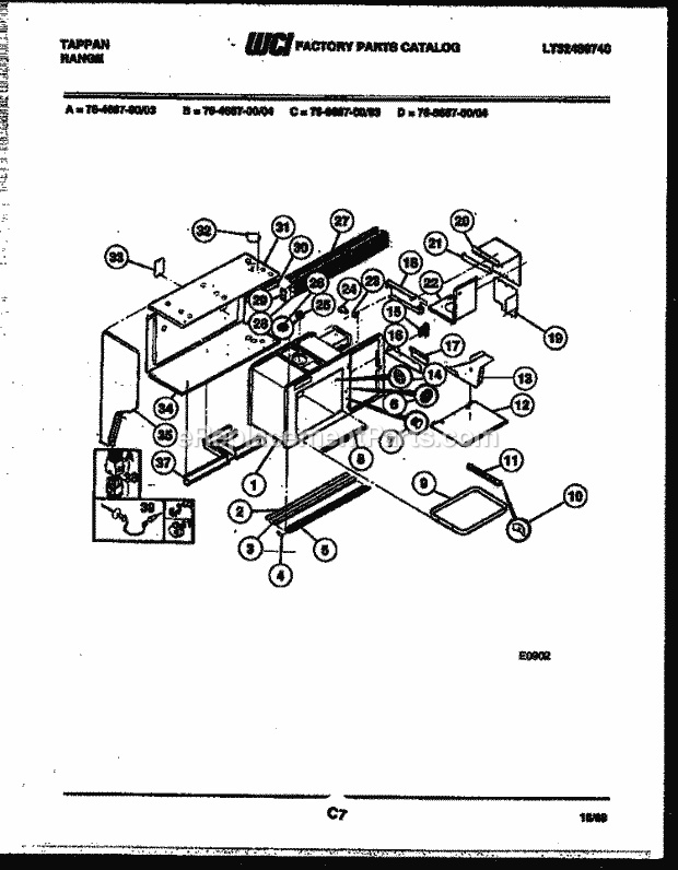 Frigidaire 76-4667-32-04 Tap(V8) / Gas Range Upper Body Parts Diagram