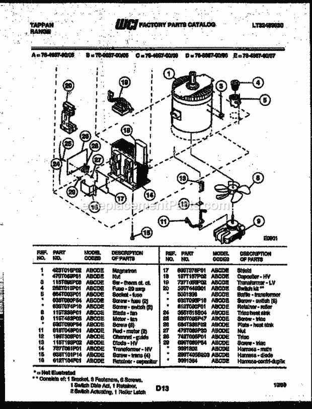 Frigidaire 76-4667-66-06 Tap(V7) / Gas Range Power Control Diagram