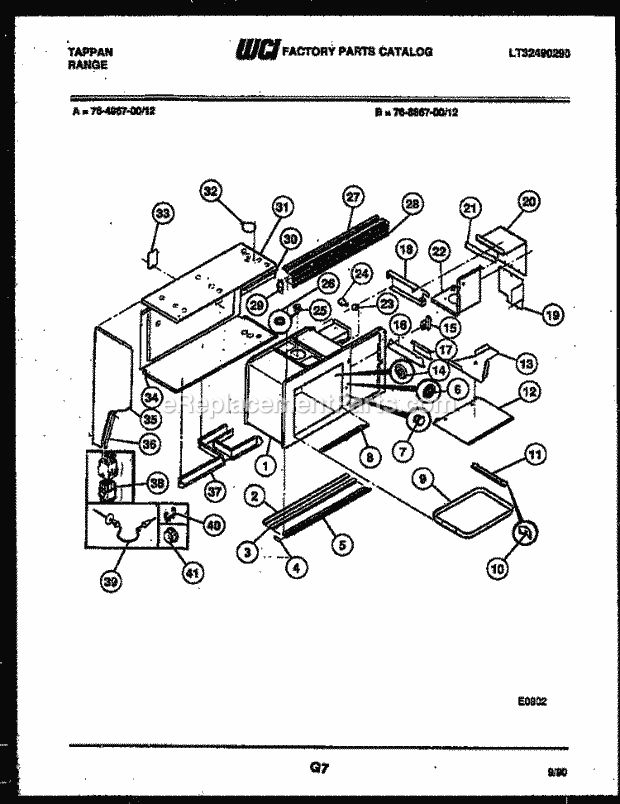 Frigidaire 76-4967-32-12 Tap(V4) / Gas Range Upper Body Parts Diagram