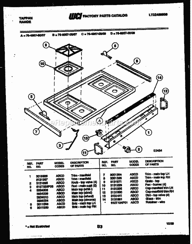 Frigidaire 76-4967-66-07 Tap(V3) / Gas Range Cooktop Parts Diagram