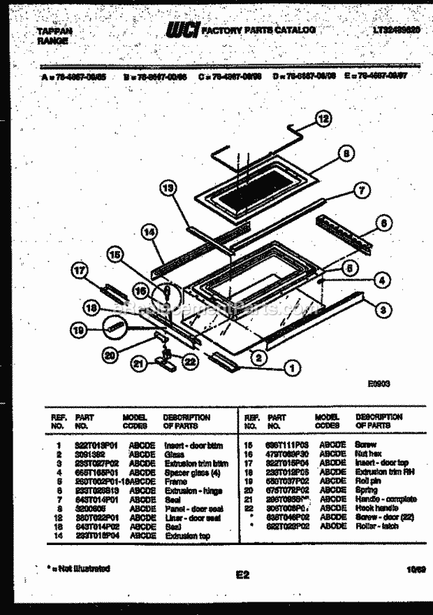 Frigidaire 76-8667-32-06 Tap(V20) / Gas Range Top Door Parts Diagram