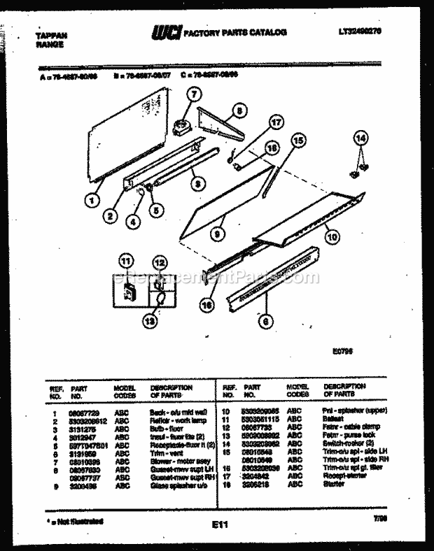 Frigidaire 76-8667-32-07 Tap(V8) / Gas Range Splasher Control Diagram