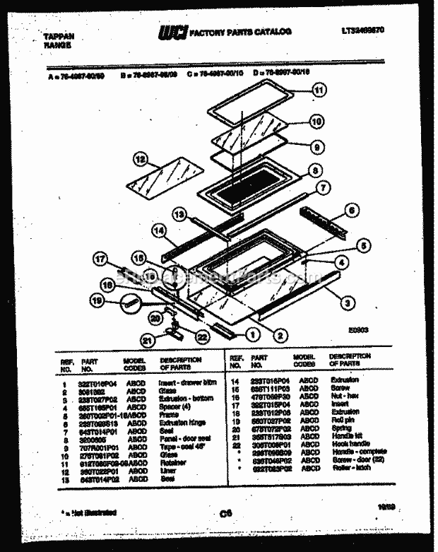 Frigidaire 76-8967-32-09 Tap(V8) / Gas Range Top Door Parts Diagram