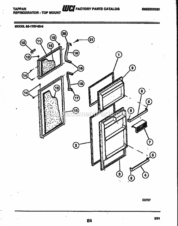 Frigidaire 95-1787-23-05 Tap(V5) / Top Mount Refrigerator Door Parts Diagram