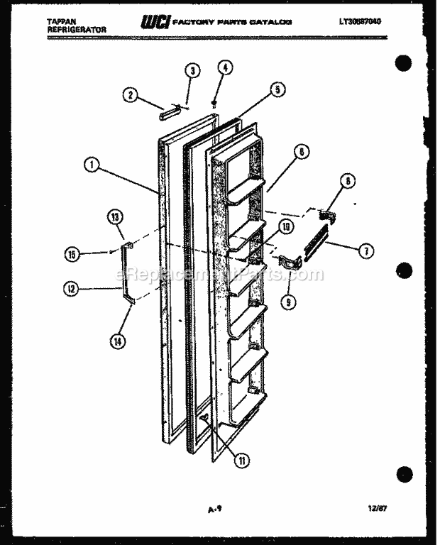 Frigidaire 95-1967-23-01 Tap(V5) / Side by Side Refrigerator Freezer Door Parts Diagram