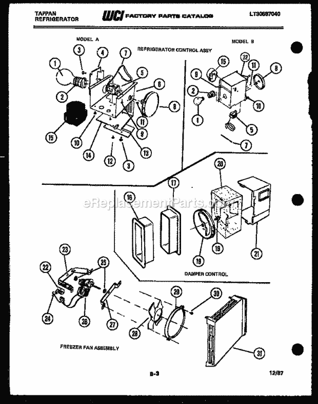 Frigidaire 95-1967-23-01 Tap(V5) / Side by Side Refrigerator Refrigerator Control Assembly, Damp Diagram