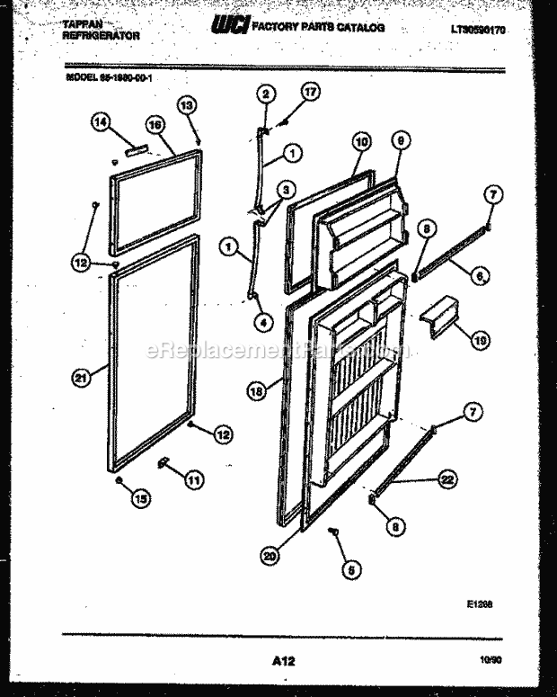 Frigidaire 95-1980-66-01 Tap(V2) / Top Mount Refrigerator Door Parts Diagram