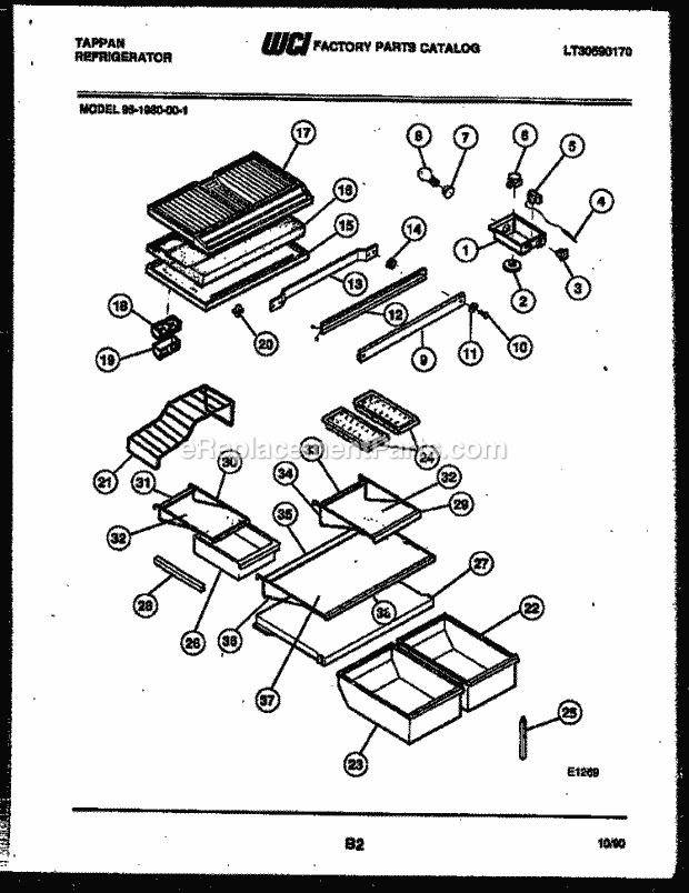 Frigidaire 95-1980-66-01 Tap(V2) / Top Mount Refrigerator Shelves and Supports Diagram