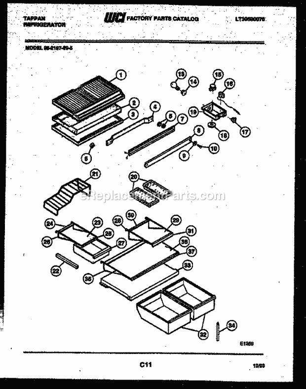 Frigidaire 95-2187-57-05 Tap(V2) / Top Mount Refrigerator Shelves and Supports Diagram