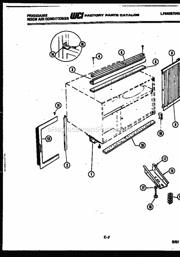 Frigidaire A06LE3E1 Room Air Conditioner Window Mounting Parts Diagram