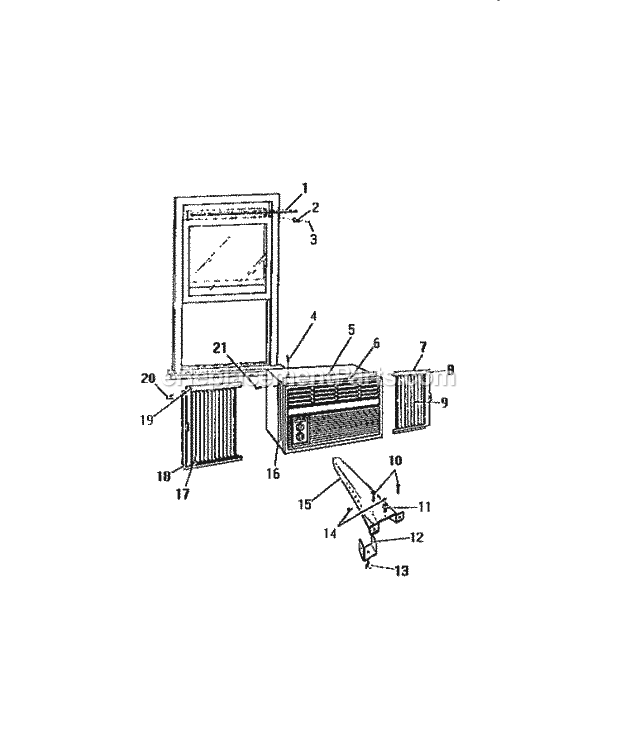Frigidaire A1838C2 Room Air Conditioner Cabinet Window Mounting Parts (`Cc` Diagram