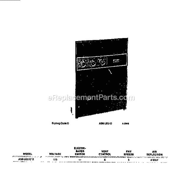 Frigidaire A1838EC2 Room Air Conditioner Page M Diagram