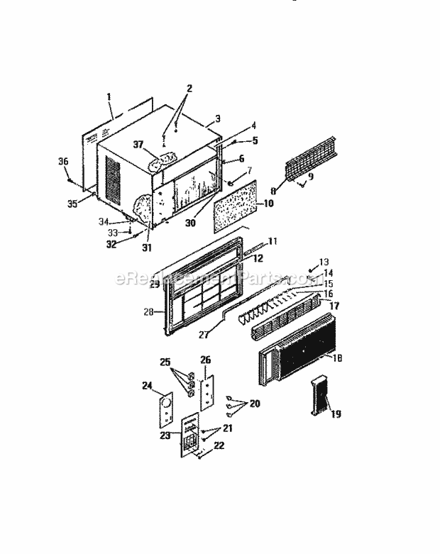 Frigidaire A5LECDSD2 Outside Unit Room Air Conditioner Cabinet Front (`Cc` Cabinet Models) Diagram