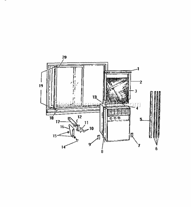 Frigidaire A6LECUSD2 Outside Unit Room Air Conditioner Window Mounting Parts (`Slider Model Diagram