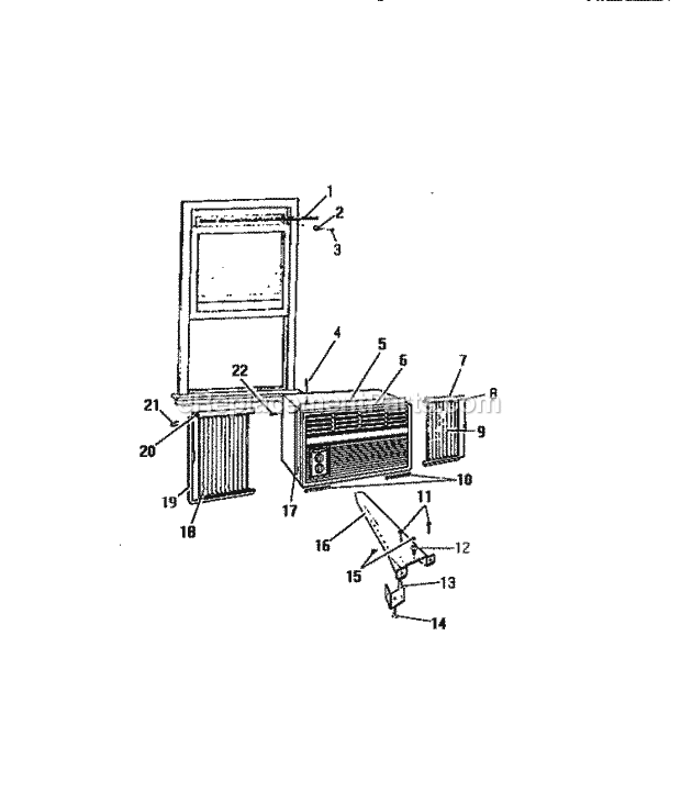 Frigidaire A8MECD2 Outside Unit Room Air Conditioner Cabinet Window Mounting Parts (`Cc` Diagram