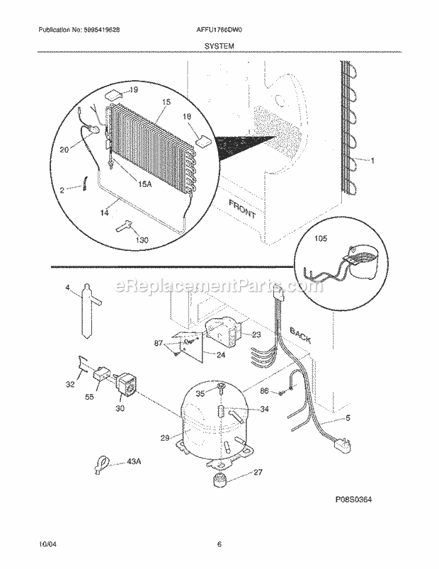 Frigidaire AFFU1766DW0 Upright Freezer System Diagram