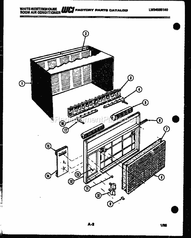 Frigidaire AH095L2T1 Wwh(V2) / Room Air Conditioner Cabinet Parts Diagram