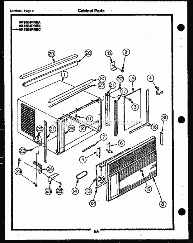 Frigidaire AK16E6RRBA Gib(V8) / Room Air Conditioner Page C Diagram