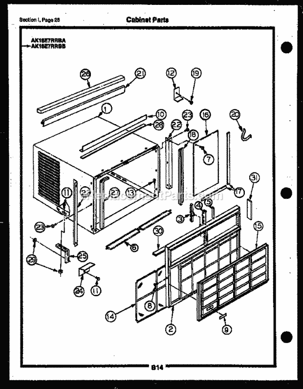 Frigidaire AK16E6RRBA Gib(V8) / Room Air Conditioner Page D Diagram