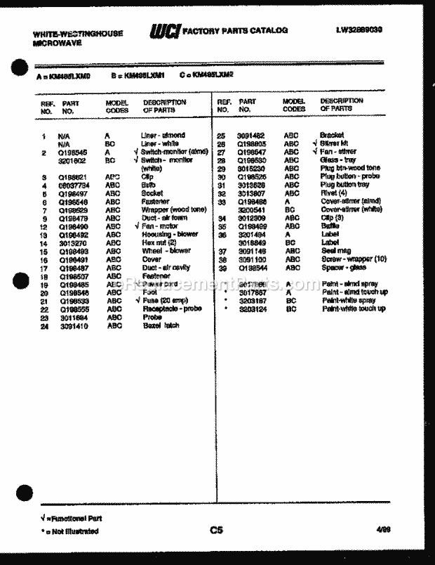 Frigidaire AL095M1A1 Wwh(V1) / Room Air Conditioner Electrical Parts Diagram