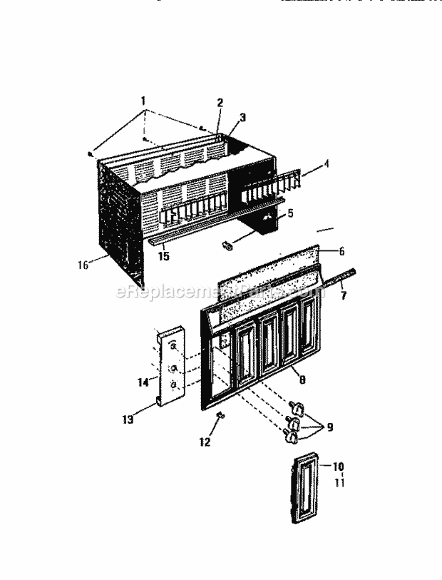 Frigidaire AL097H1A1 Wwh(V0) / Room Air Conditioner Cabinet, Front, Wrapper Diagram
