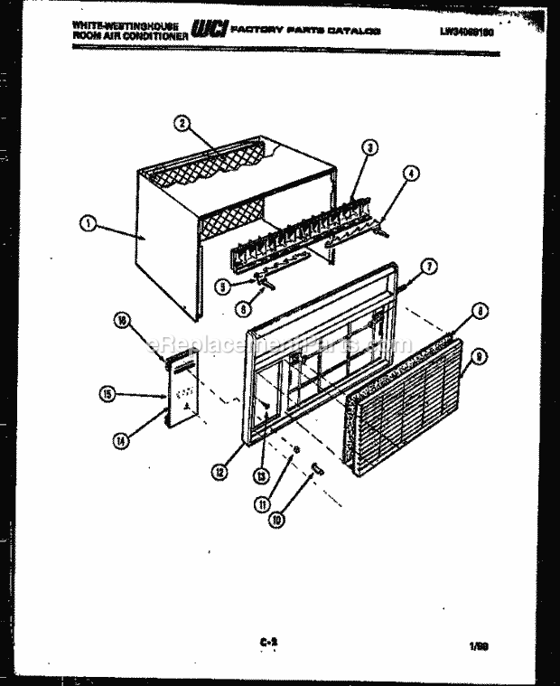 Frigidaire AL113L1A1 Wwh(V1) / Room Air Conditioner Cabinet Parts Diagram