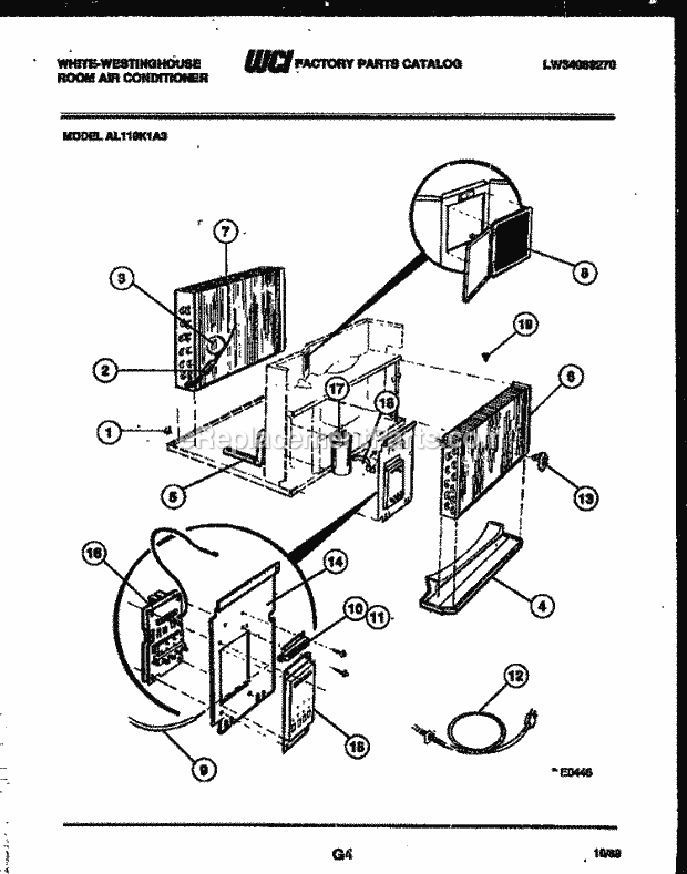 Frigidaire AL119K1A3 Wwh(V1) / Room Air Conditioner Electrical Parts Diagram