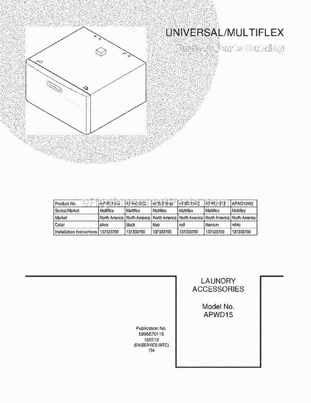 Frigidaire APWD15A2 Multiflex-Pedestal Page B Diagram