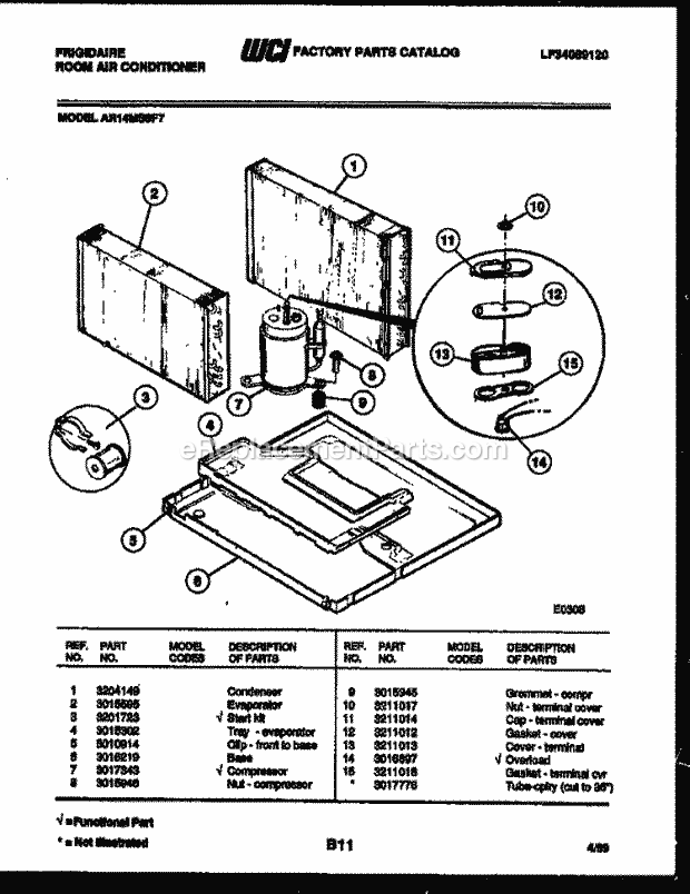 Frigidaire AR14MS8F7 Room Air Conditioner System Parts Diagram