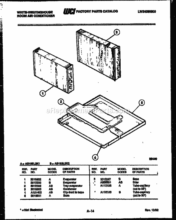 Frigidaire AS183L2K1 Wwh(V1) / Room Air Conditioner Unit Parts Diagram