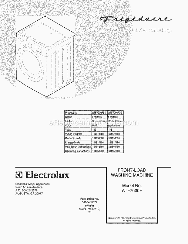 Frigidaire ATF7000FG0 Residential Washer Page C Diagram