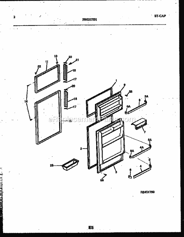 Frigidaire ATG130NCD1 Wwh(V1) / Top Mount Refrigerator Door Parts Diagram