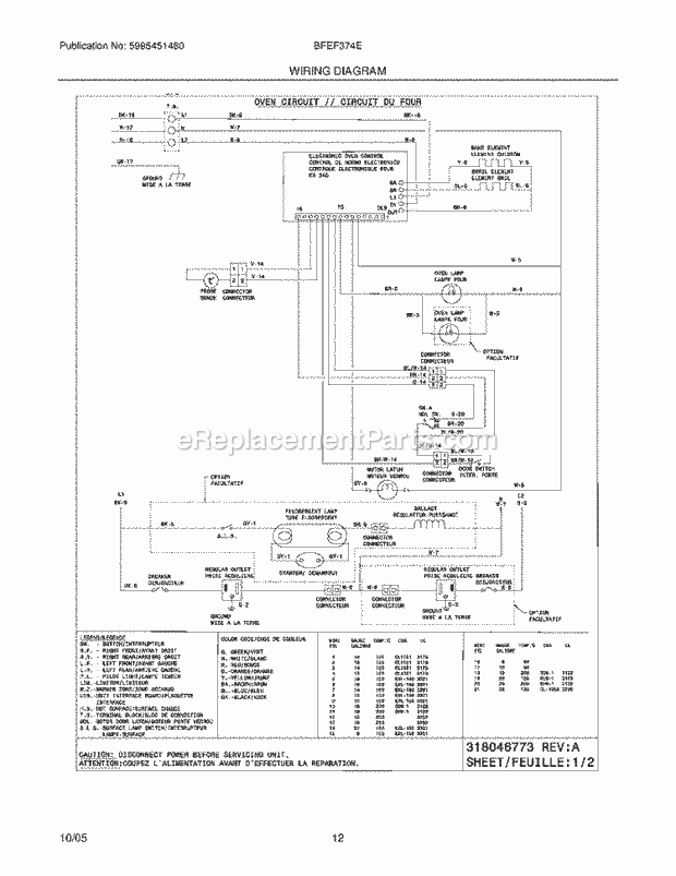 Frigidaire BFEF374EB1 Freestanding, Electric Electric Range Page G Diagram