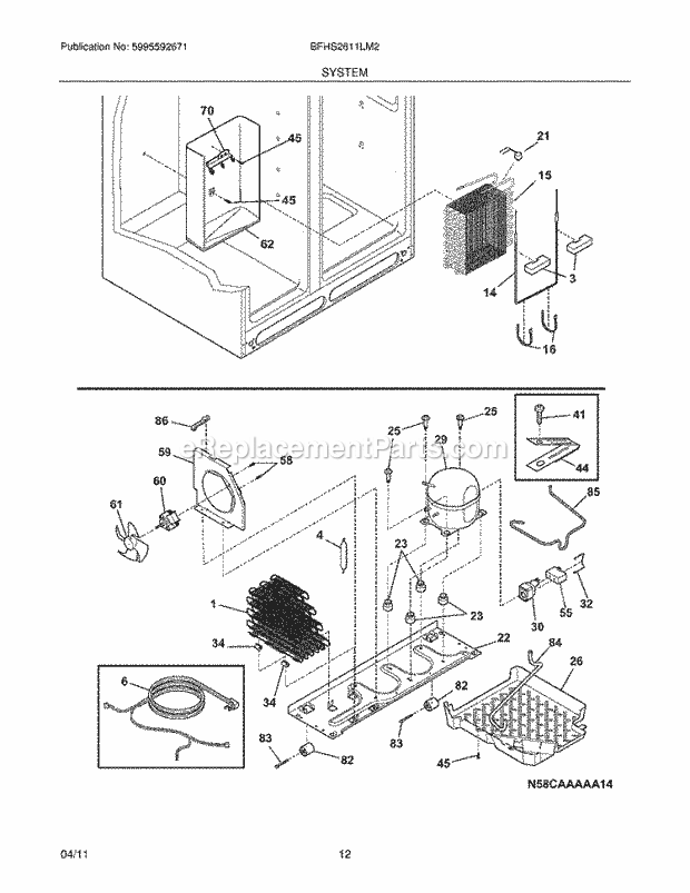 Frigidaire BFHS2611LM2 Refrigerator System Diagram