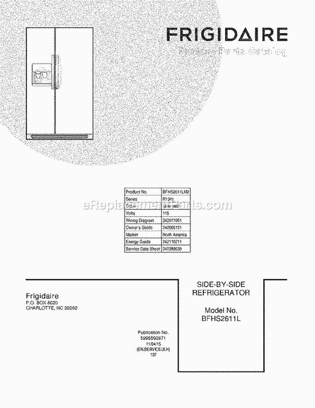 Frigidaire BFHS2611LM2 Refrigerator Page C Diagram