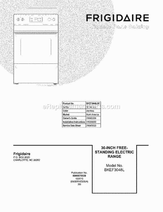 Frigidaire BKEF3048LSC Range Page C Diagram