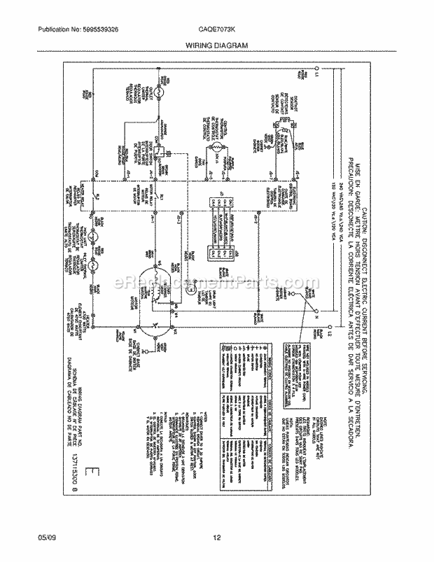 Frigidaire CAQE7073KB0 Dryer Page G Diagram