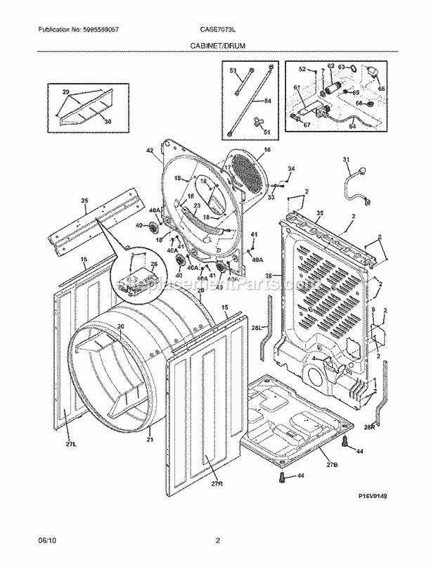 Frigidaire CASE7073LR0 Dryer Cabinet/Drum Diagram